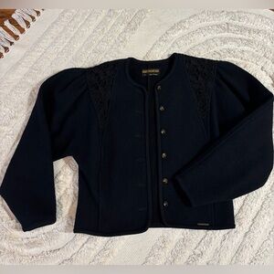 Vintage Geiger Austria Cropped Boiled Wool Jacket black 36 small gorgeous